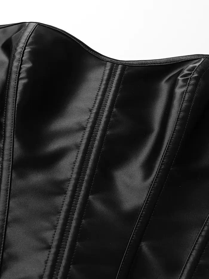 Corset noir punk style fille chaude à bretelles taille cintrée avec nœud pour femmes façonnant le haut