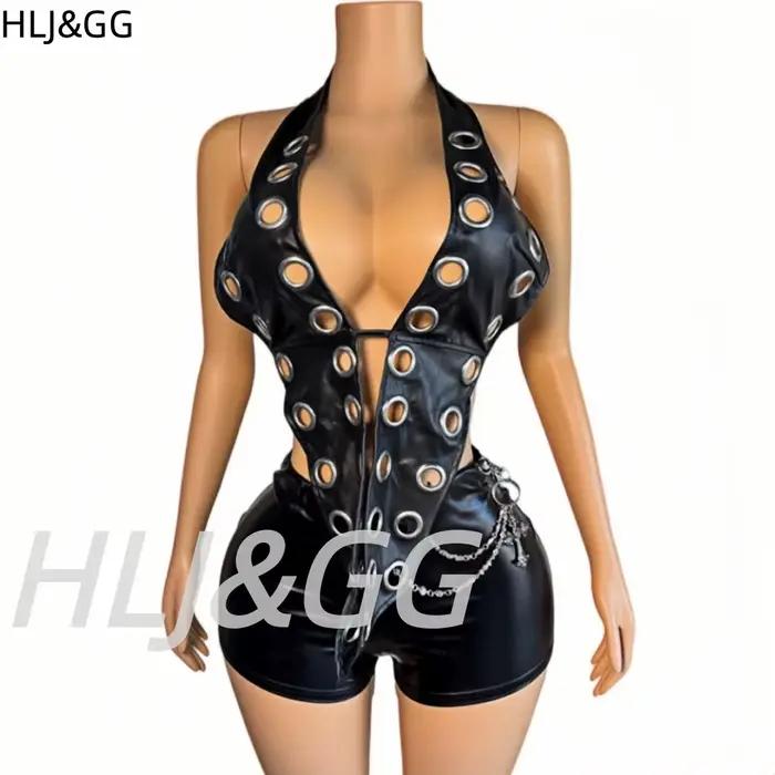 HLJ&GG Hauts Halter en Cuir Creux pour Femme