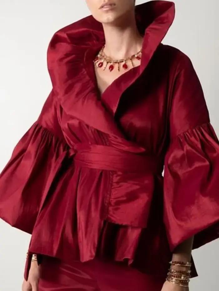 Chemisier à manches longues bouffantes pour femme style vintage élégant mode féminine occassions variées