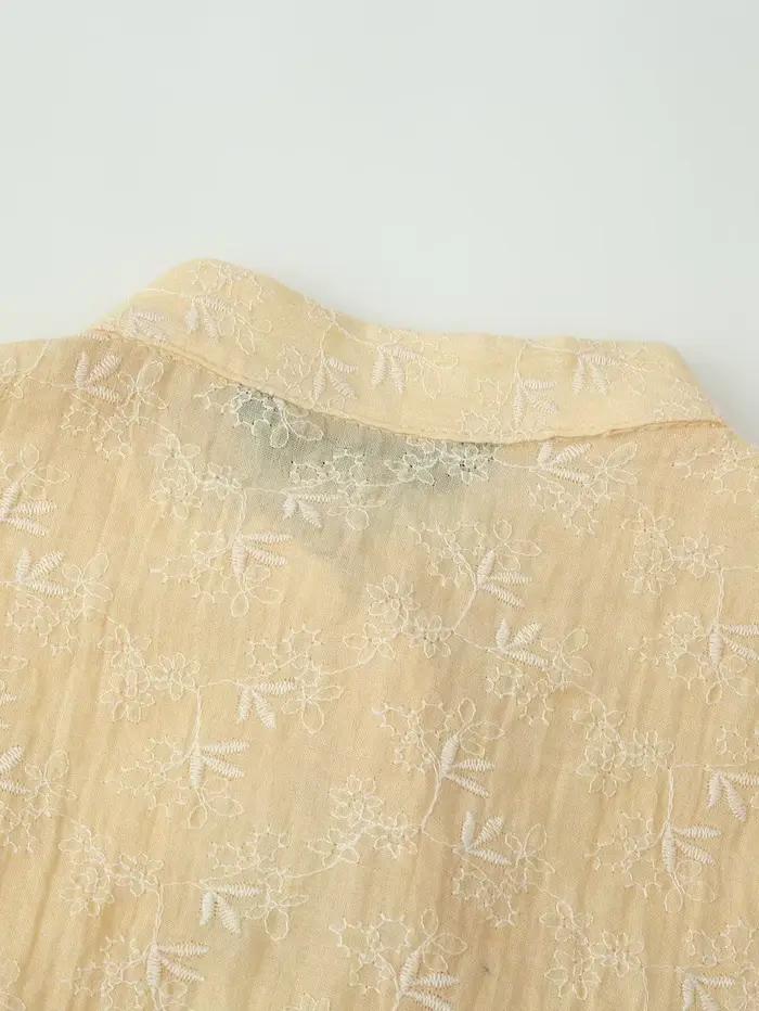 Chemisier Qipao jaune brodé de fleurs pour femme