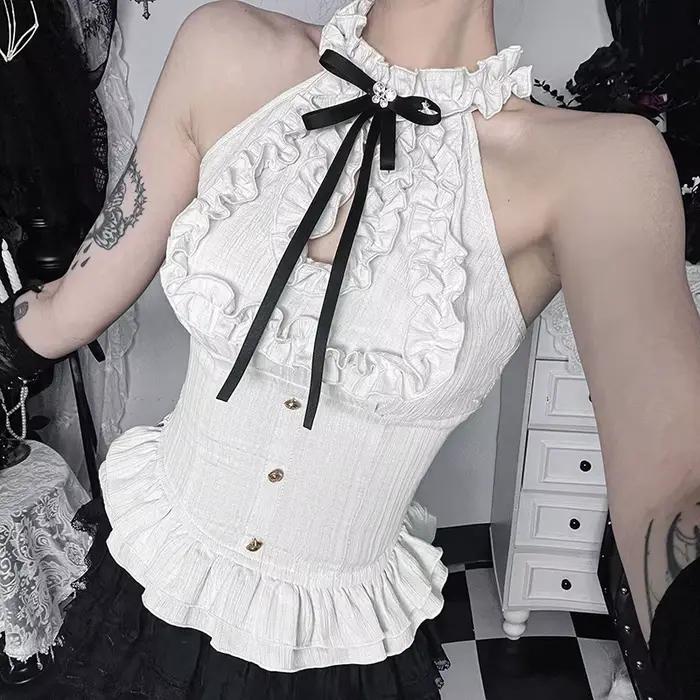 Hauts pour femmes en polyester style gothique et Fairycore à épaules dénudées pour junior occasions spéciales