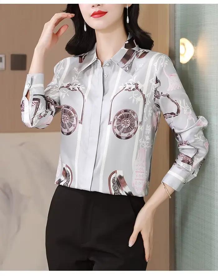 Chemise de piste haut pour femme en polyester imprimé luxueux décontractée avec col rabattu et fermeture boutonnière pour toutes les saisons occasions spéciales