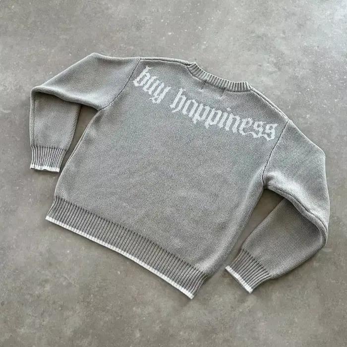 Pull brodé Y2K blanc à manches longues