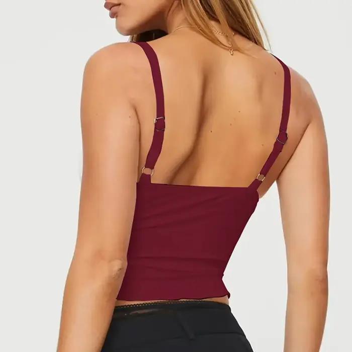 Vêtements pour femmes Nouvelle collection Printemps-Été 2026 Top camisole sexy dos nu à taille cintrée et bord ondulé