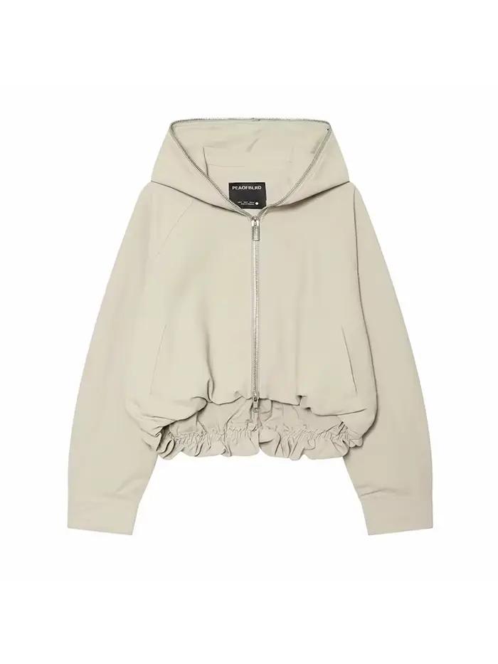 Veste courte à capuche zippée pour femme