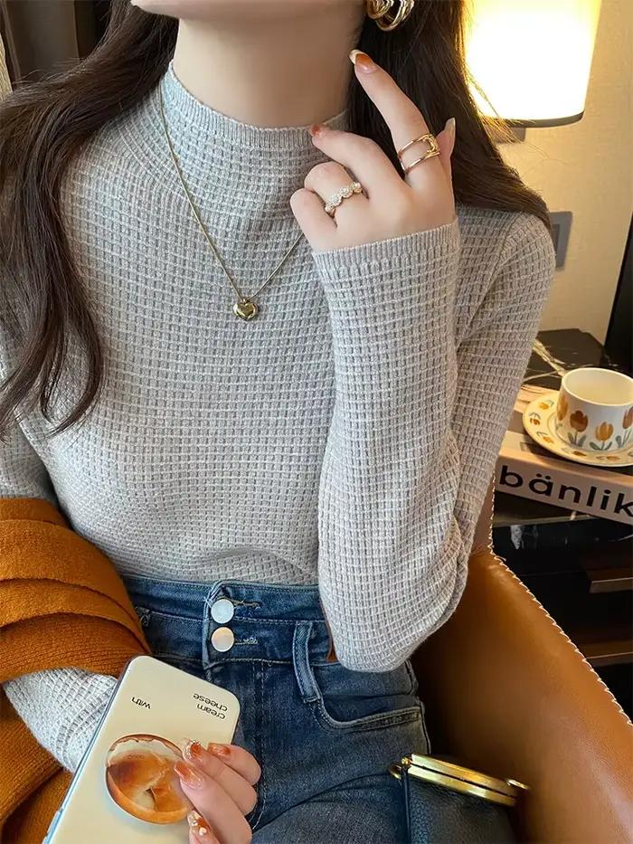 Pull Vintage à Col Roulé pour Femme