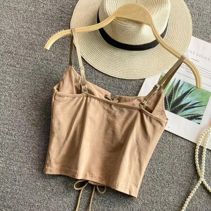 Debardeur-Soutien-gorge à bretelles spaghetti pour femmes