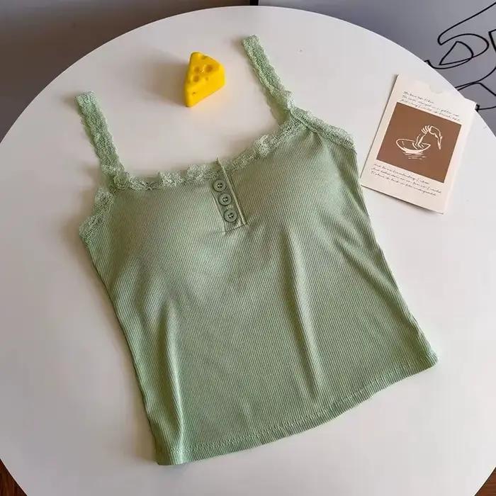 Été haut court dentelle débardeur femmes recadrée mignon Camis