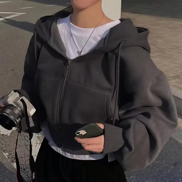 Sweatshirt à capuche féminin décontracté pour femmes style streetwear avec fermeture éclair pour automne hiver occasions spéciales