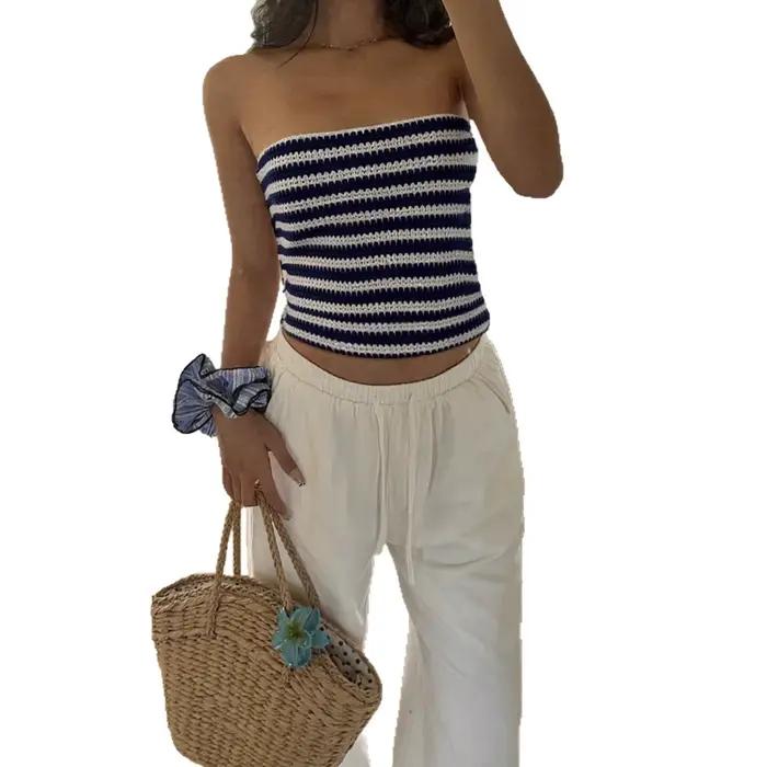 Haut bustier à épaules dénudées et col bateau, sexy et élégant