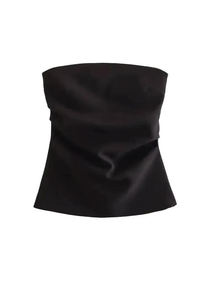 Hauts bustier drapés sans bretelles pour femmes