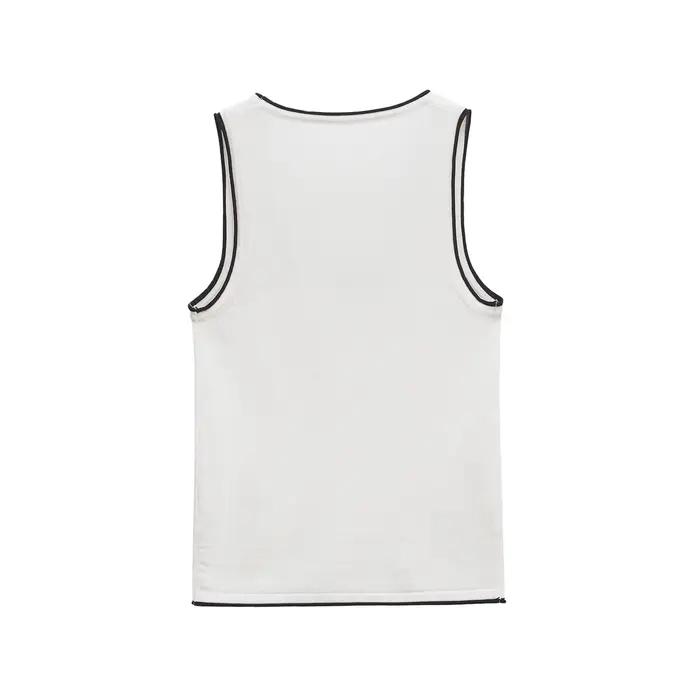 Haut tricoté classique pour femme en polyester avec bordure, style polyvalent et tendance, haute qualité, confortable, vintage et artistique pour toutes les occasions