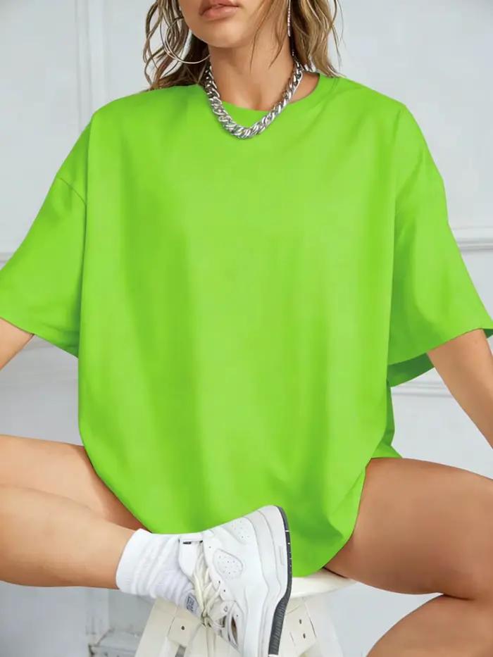 T-shirt unisexe décontracté en coton 100% pour femme, style high street, 21 couleurs unies, idéal pour l'été et les activités sportives