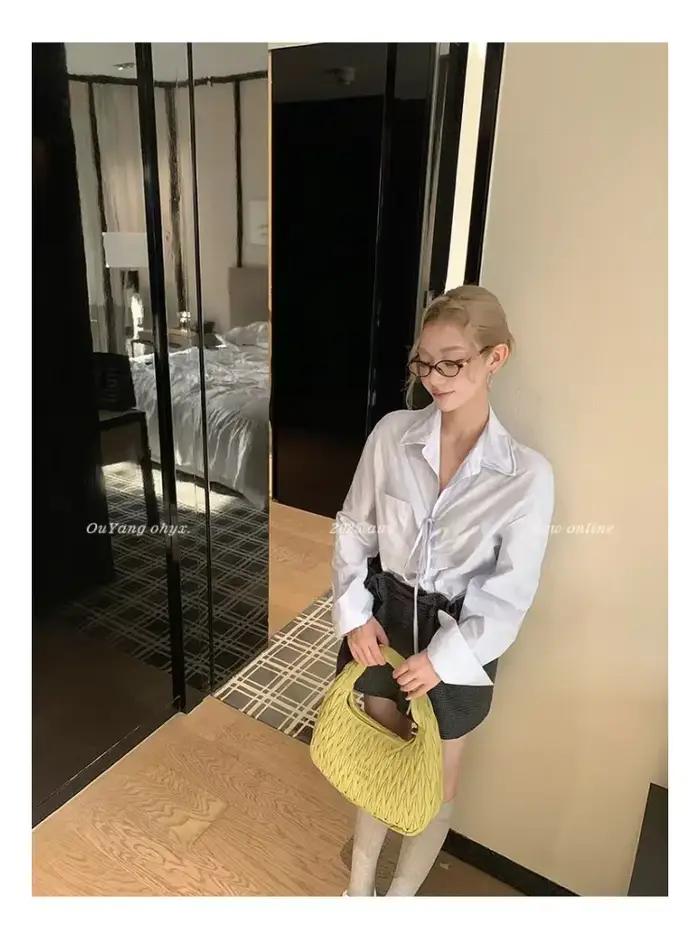 Chemise à col noué de Style français pour femme