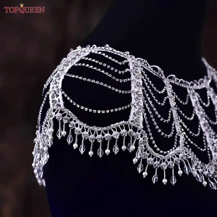 TOPQUEEN gland châle strass boléro femme veste fête robe de mariée enveloppes accessoires