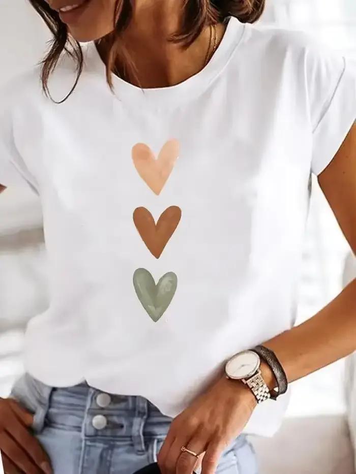T-shirt mignon à col rond pour femmes