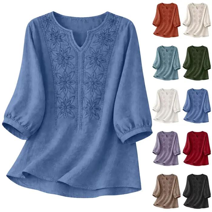 Chemisier en coton et lin pour femmes