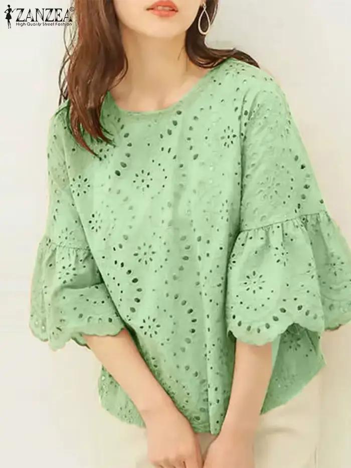 Chemisier en dentelle au crochet pour femme