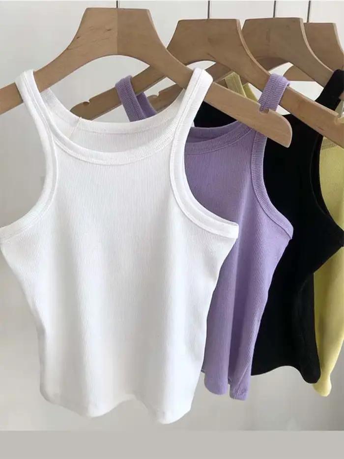 Débardeur sexy et moderne pour femmes, coton polyester, tricoté, élégant pour soirées et sorties, été 2025