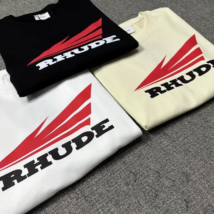 T-shirt Rhude haut décontracté en coton à col rond imprimé logo pour homme et femme occasions quotidiennes été