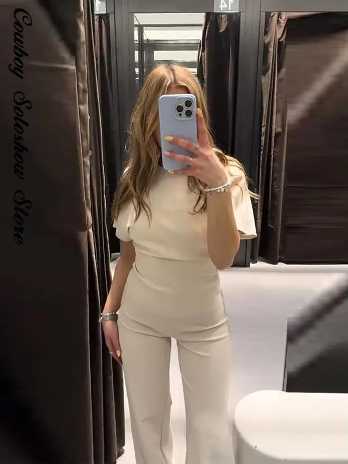 Ensemble pantalon et haut dos nu pour femme