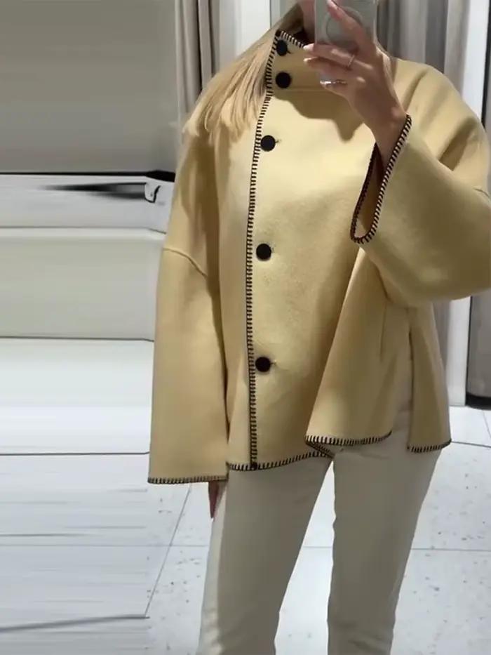 Manteau court Chic à col montant pour femme