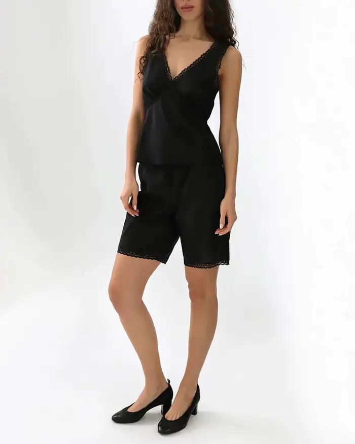 COUCO The Iris Tank Top et pantalon en voile de coton noir
