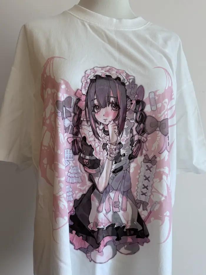 T-shirt à manches courtes style gothique ample dessin animé pour jeunes filles mode underground printemps été