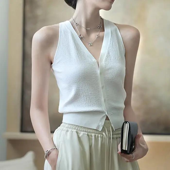 Blouse en polyester coréenne chic col en V décontractée pour femmes printemps été occassions variées