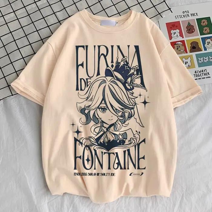 T-Shirt Genshin Impact Femme Respirant Design Anime Punk Kawaii Université Pastel