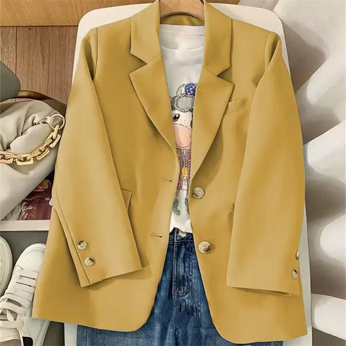 Blazer orange élégant pour femmes style décontracté mode printemps automne ajustement mince polyester drap fin couleur vive occasions professionnel sociales