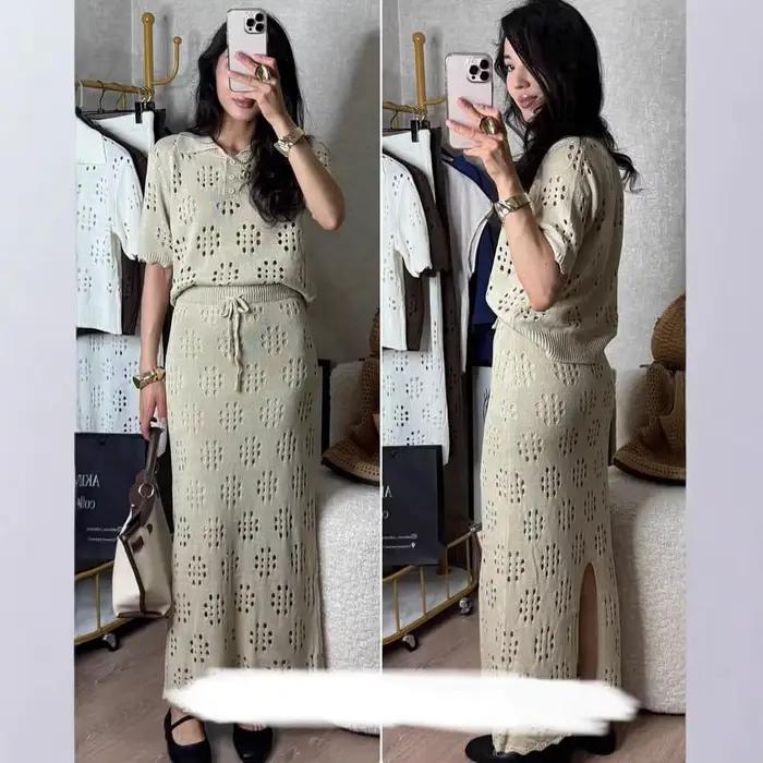Ensemble 2 pièces sexy en crochet ajouré pour femme