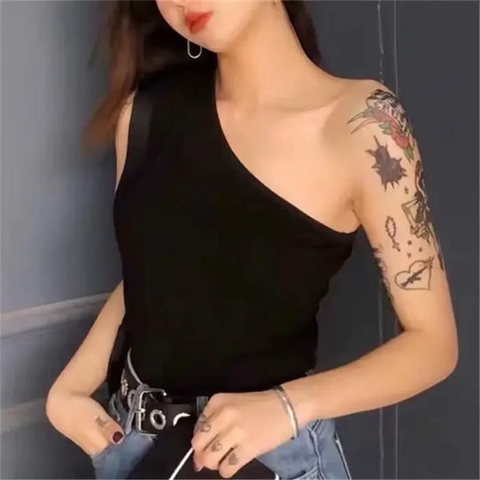 Débardeur court à col oblique pour femmes, corset élastique, sexy, mince, en Y