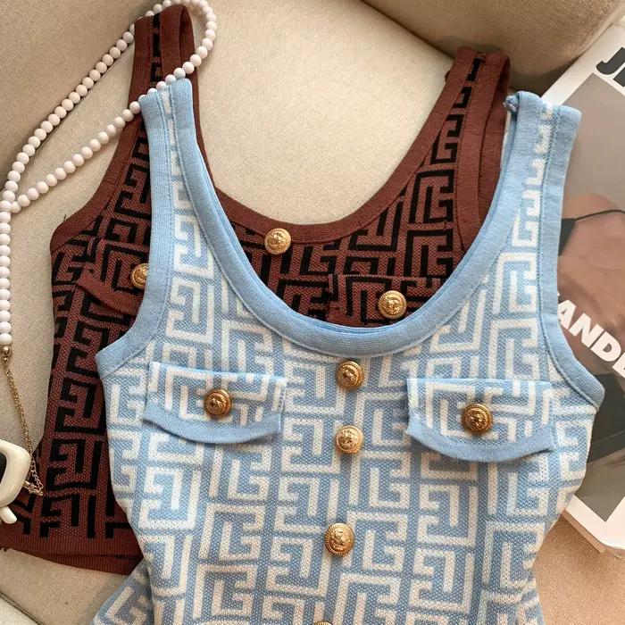 Haut sans manche en polyester soie glacée col carré haut de gamme américain retro pour femmes occasions spéciales été