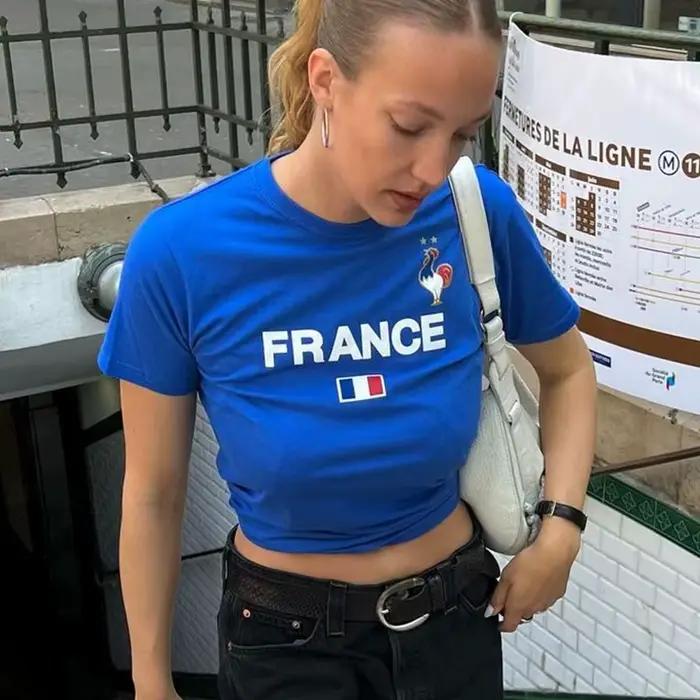 Y2K-T-shirt à Manches Courtes pour Femme
