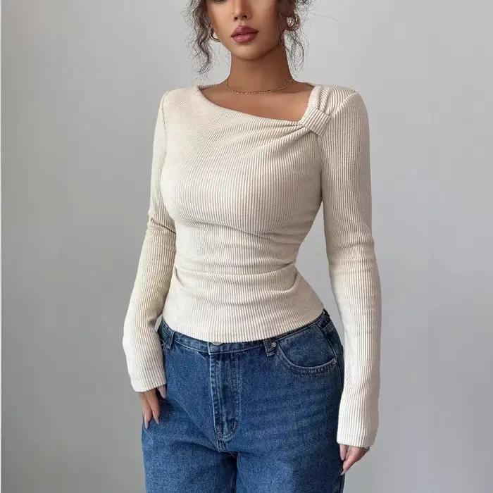 T-Shirt asymétrique plissé pour femme
