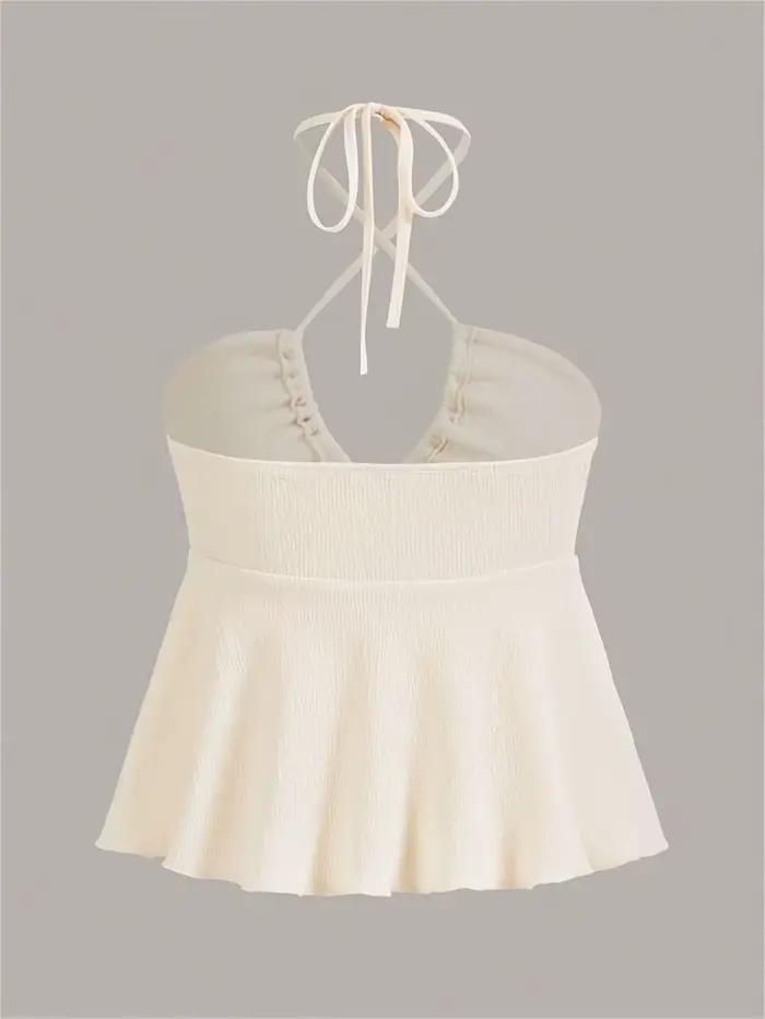 Haut dos nu à nouer croisé en polyester et élasthanne pour femmes style sexy et club été occassions spéciales