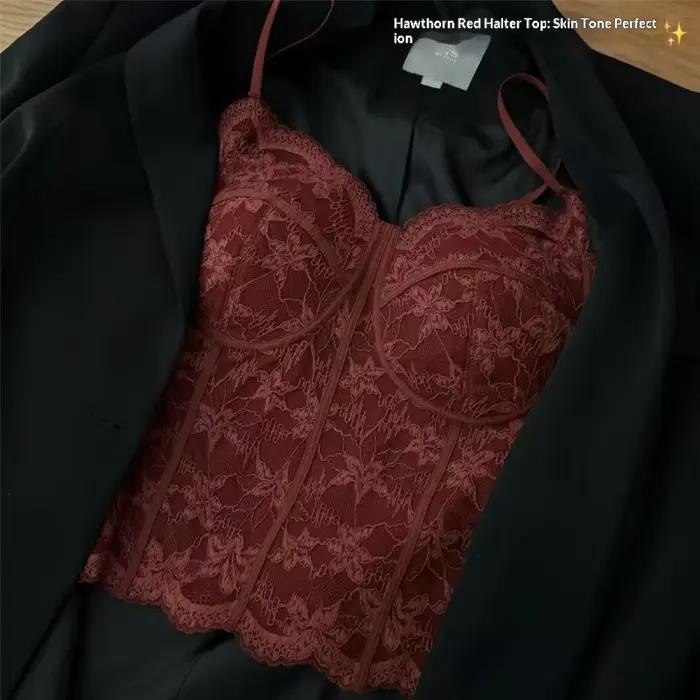 Débardeur en maille style français avec soutien-gorge intégré et rembourrage