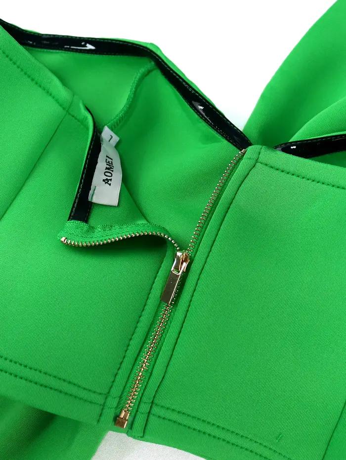 Haut court sans bretelles pour femme vert nœud élégant soirée cocktail club été