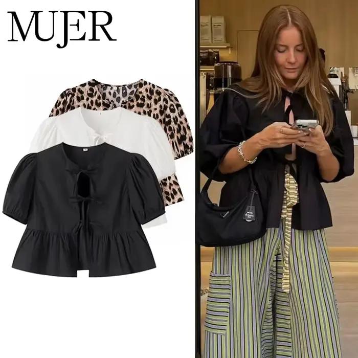 MUJER chemisiers à volants femme manches bouffantes chemises