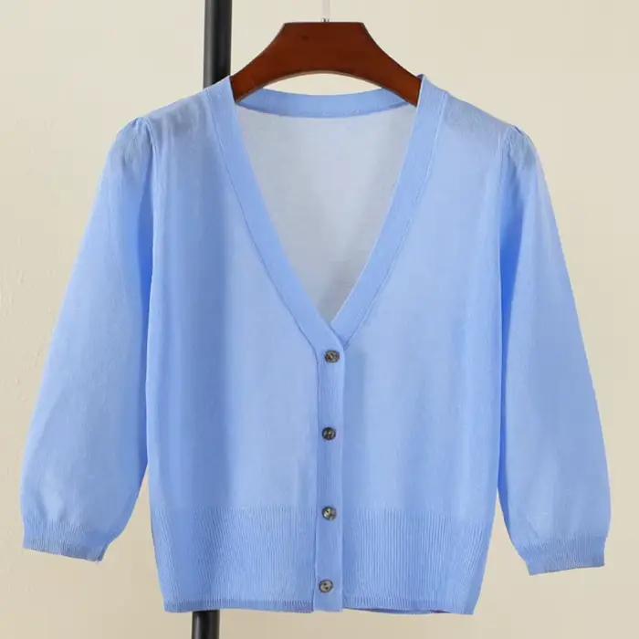 Cardigan femme ete légère crop top manche longue korean fashion pulle pull tricot