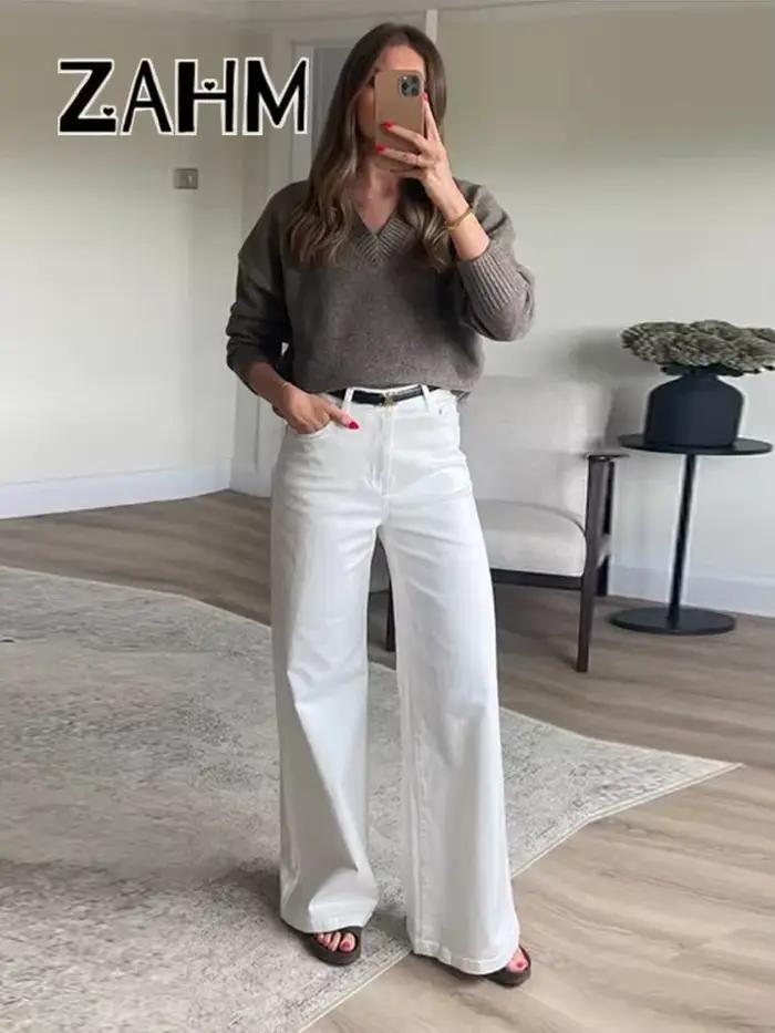 Pull tricoté élégant à col en v pour femme