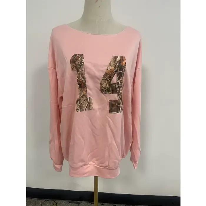 Nouveau printemps rose sweat imprimé numérique coupe ample haut décontracté paresseux Chic