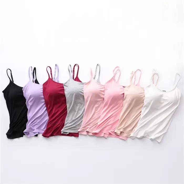 Haut de soutien-gorge intégré pour femmes, bandes décontractés, camisoles pour plage et occasions spéciales, modal, élasthanne, tricoté, multiple tailles et couleurs