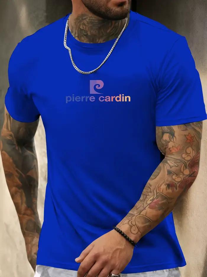 T-shirt à manches courtes pierre cardin chemise imprimée à motif 100 % coton pour hommes été col rond respirant mode