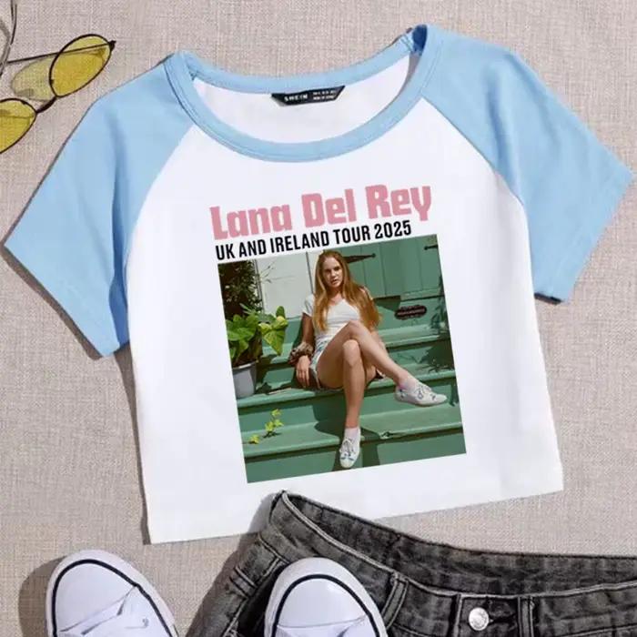 Lana Del Rey royaume-uni et irlande stade Tour 2025 culture hauts T-Shirt filles mode femmes col rond manches courtes