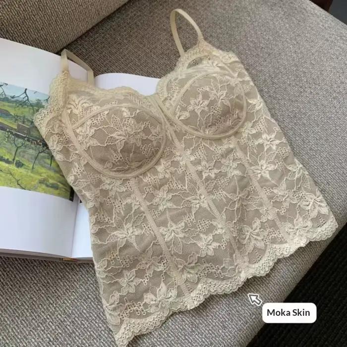 Débardeur en maille style français avec soutien-gorge intégré et rembourrage