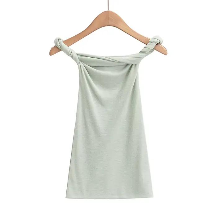 T-shirt à manches courtes et épaules dénudées pour femme