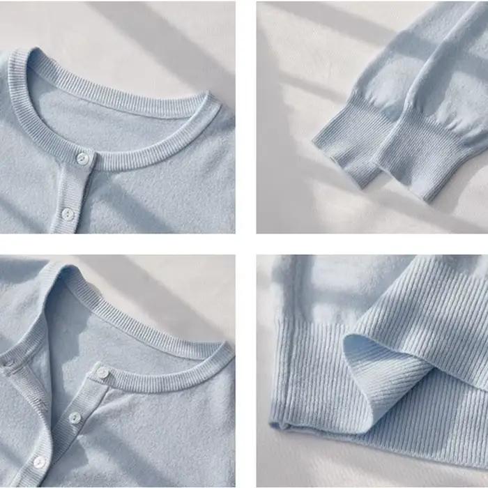 Cardigan en viscose et polyester, col rond, pour femmes, polyvalent pour printemps et automne, occasions spéciales et cadeaux romantiques