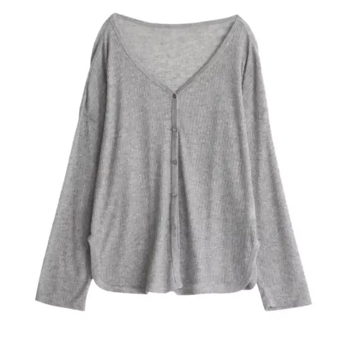 Cardigan femme nouveau col en v à manches longues